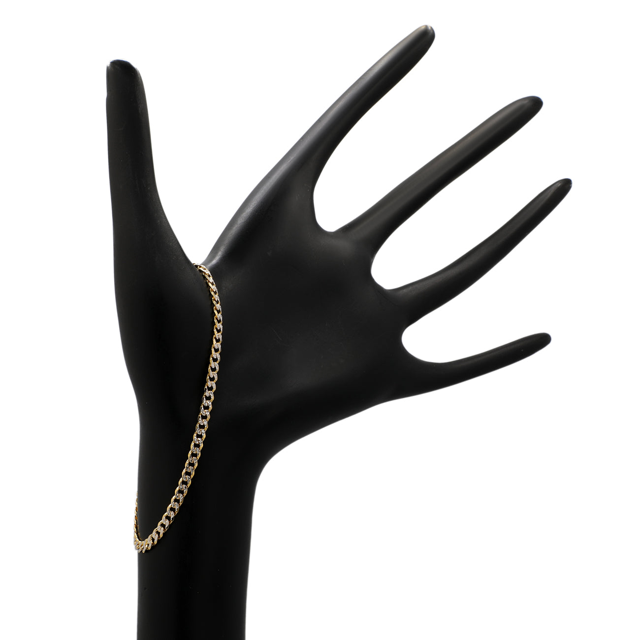 Exclusive 18K Yellow/White Gold Italian Curb Bracelet — Back View