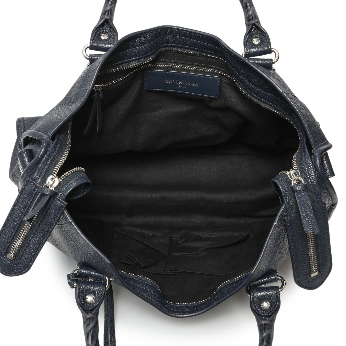 Exclusive Balenciaga Bleu Nuit Chevre Metallic Edge City — Top View