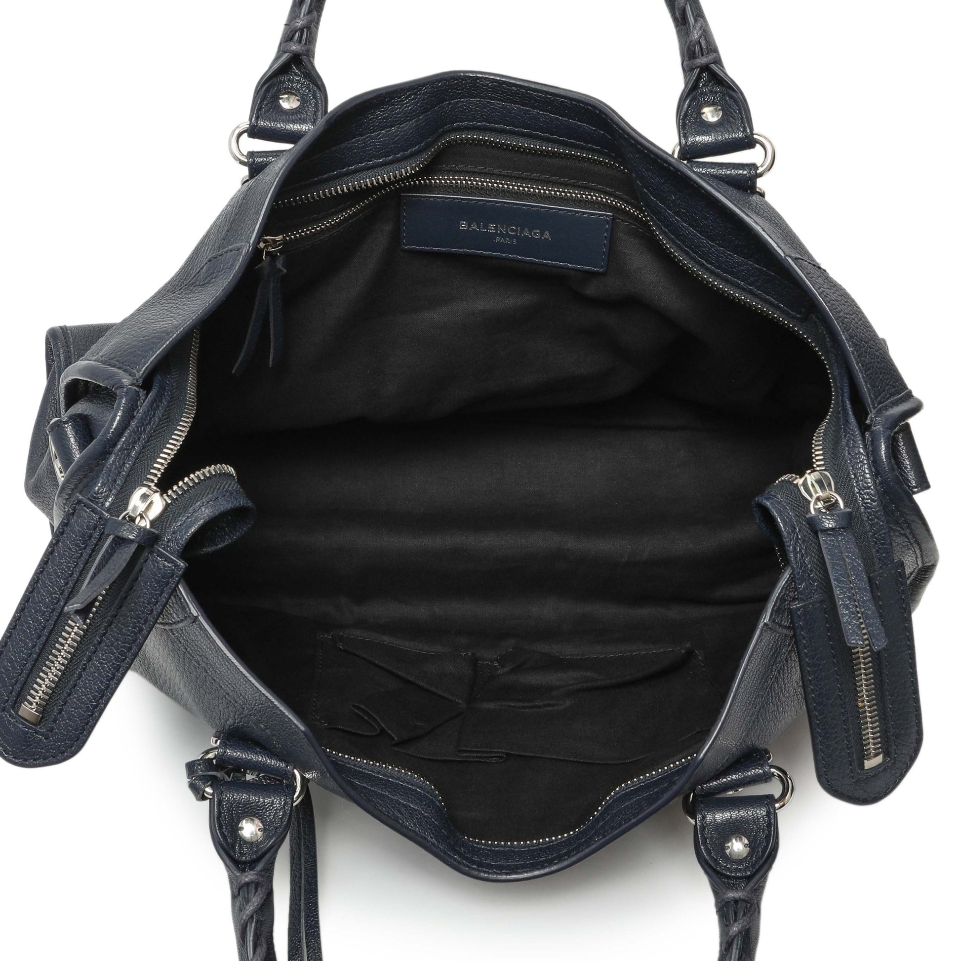 Exclusive Balenciaga Bleu Nuit Chevre Metallic Edge City — Top View