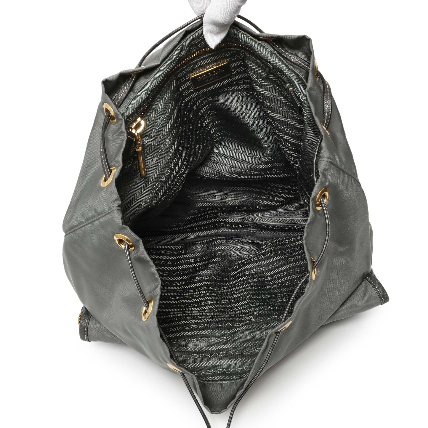 Exclusive Prada Grey Tessuto Nylon Medium Backpack — Top View