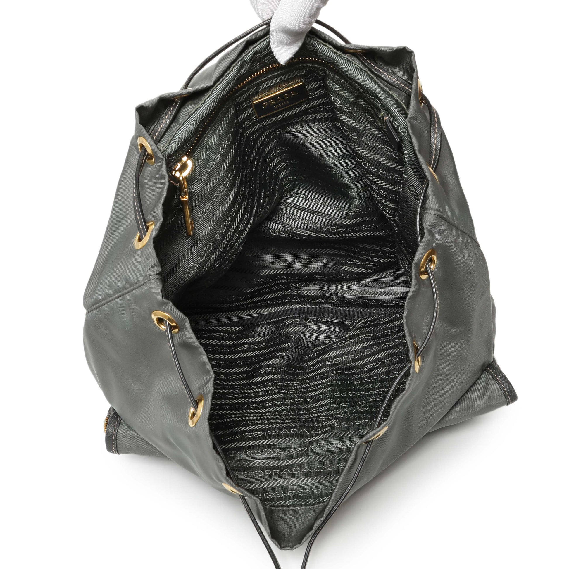 Exclusive Prada Grey Tessuto Nylon Medium Backpack — Top View