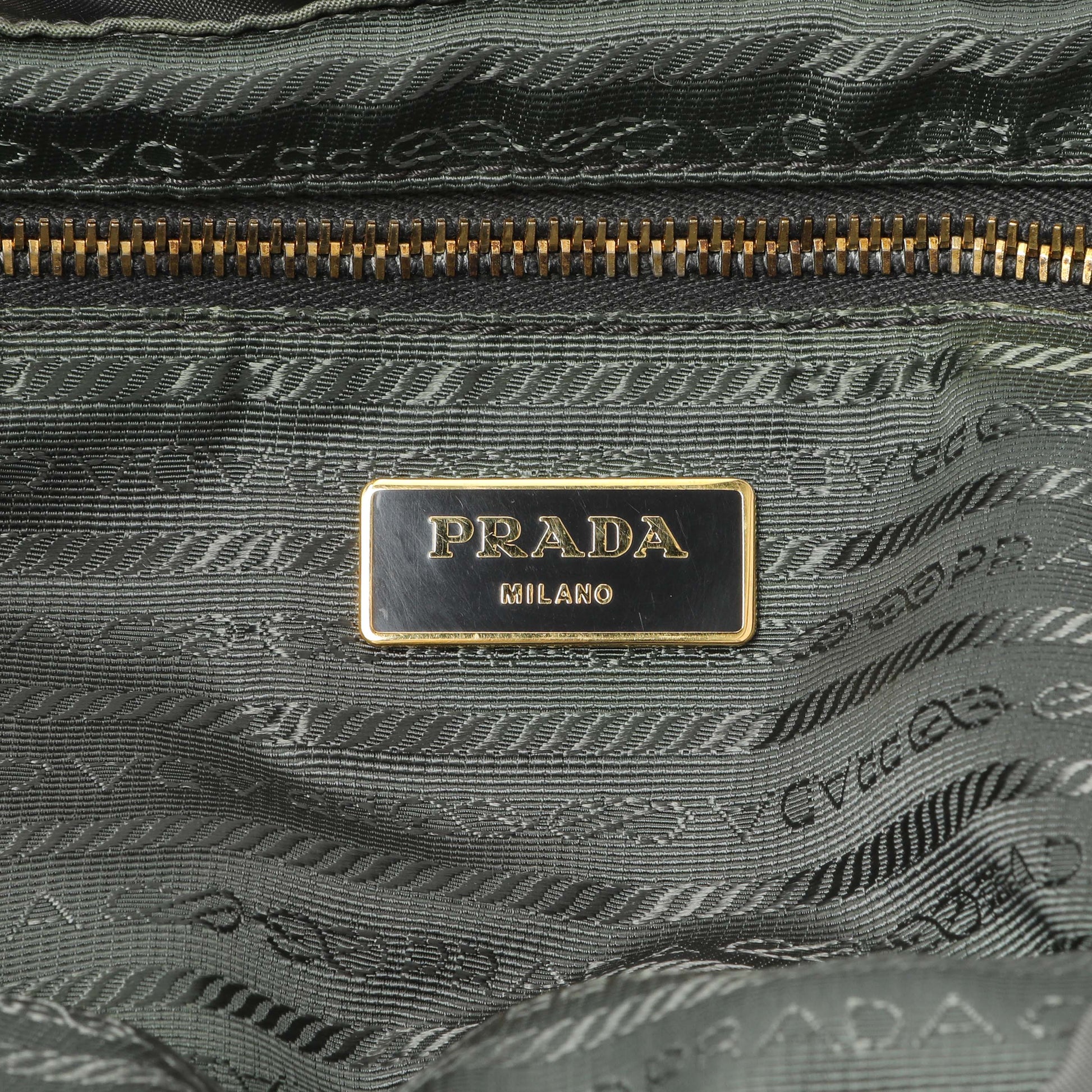 Exclusive Prada Grey Tessuto Nylon Medium Backpack — Detail View