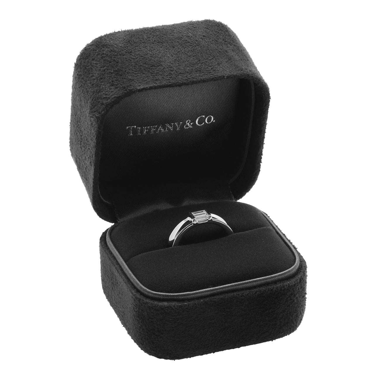 Exclusive Tiffany & Co 18K White Gold Baguette Diamond Band — Top View