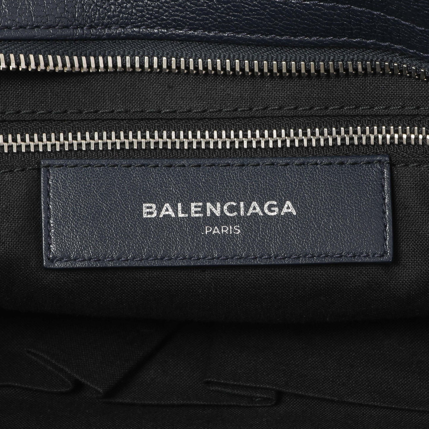 Exclusive Balenciaga Bleu Nuit Chevre Metallic Edge City — Detail View