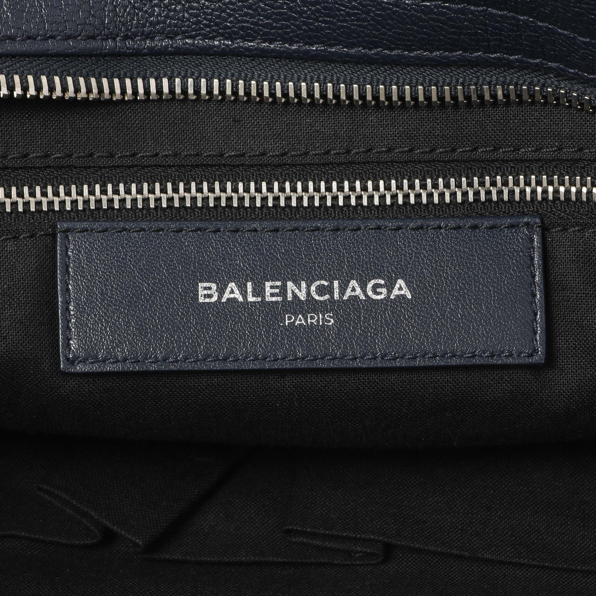 Exclusive Balenciaga Bleu Nuit Chevre Metallic Edge City — Detail View