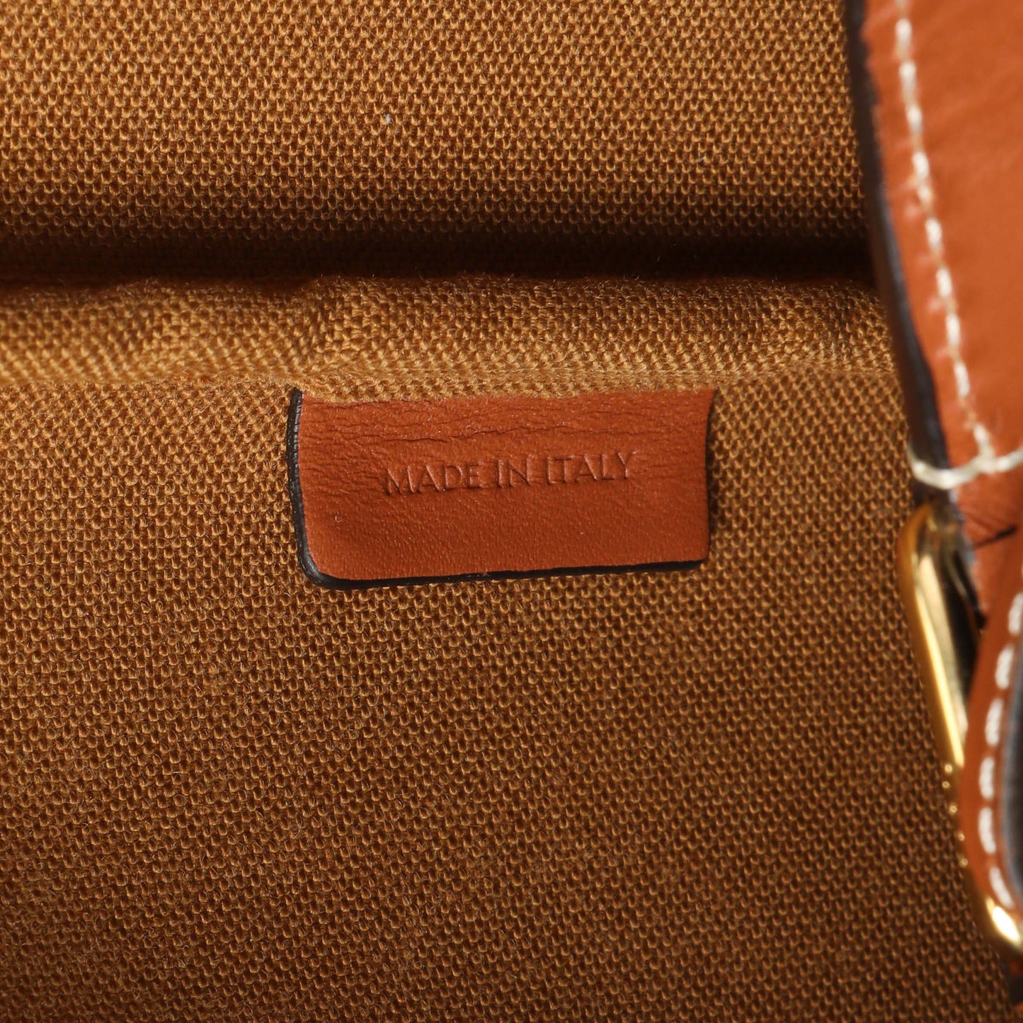 Exclusive Celine Tan Triomphe Canvas Calfskin Medium Bucket Bag — Alternate View 10