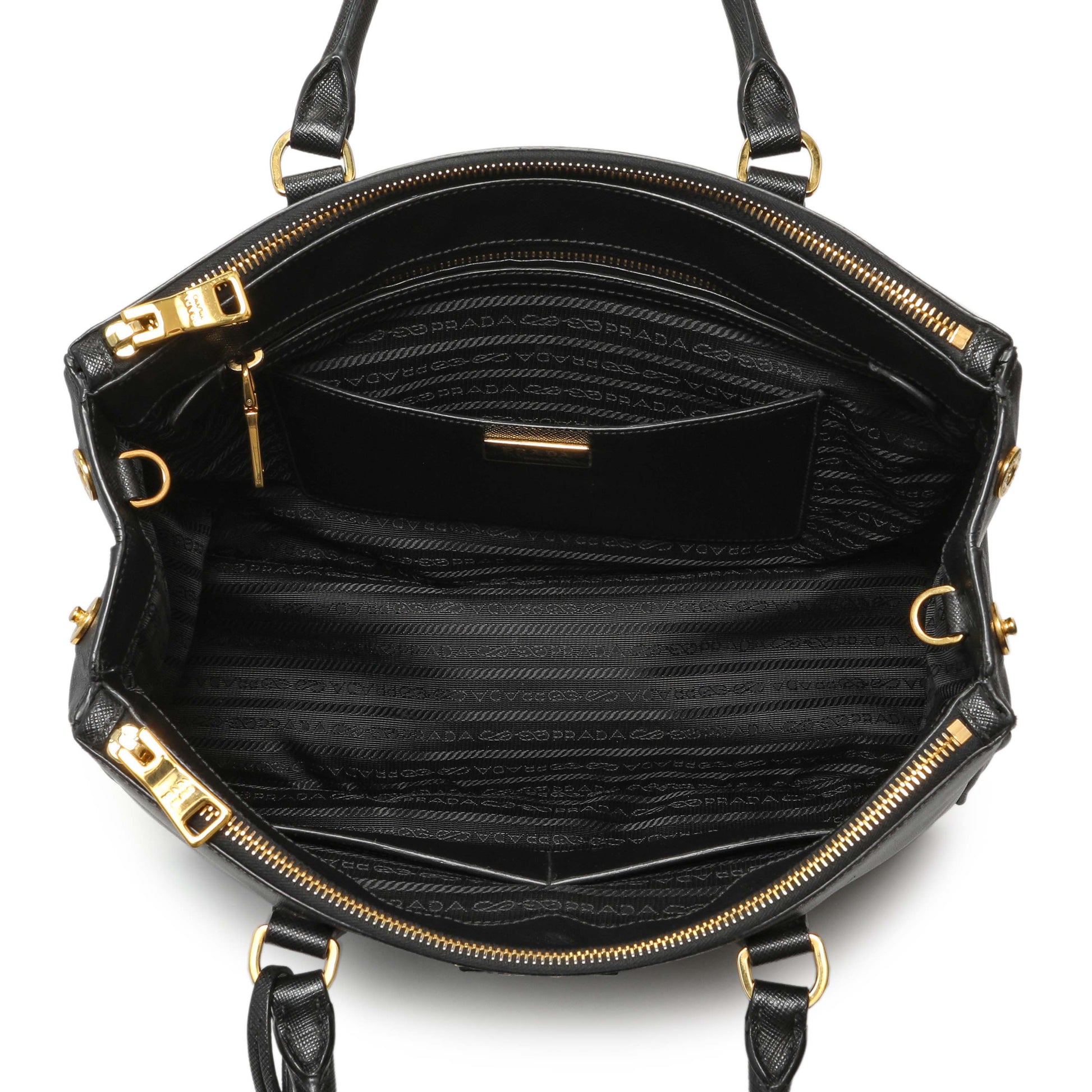Exclusive Prada Black Saffiano Medium Galleria Double Zip Tote — Alternate View 8
