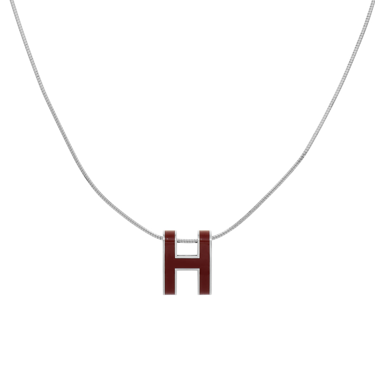 Exclusive Hermes Palladium Lacquered Pop H Pendant — Front View