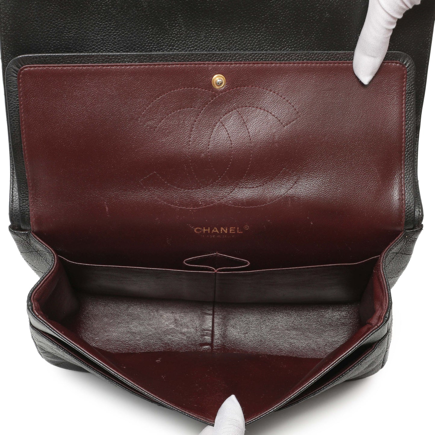 Exclusive Chanel Black Quilted Caviar Jumbo Double Flap — Alternate View 8
