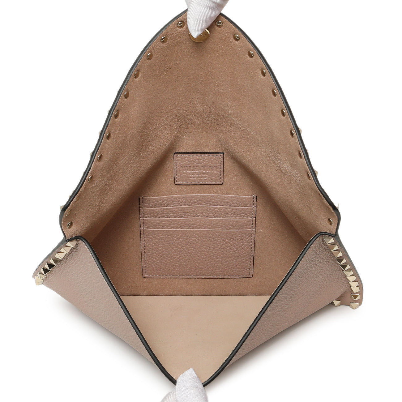 Exclusive Valentino Poudre Pebbled Calfskin Large Rockstud Envelope Pouch — Top View