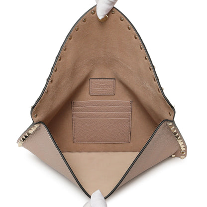 Exclusive Valentino Poudre Pebbled Calfskin Large Rockstud Envelope Pouch — Top View