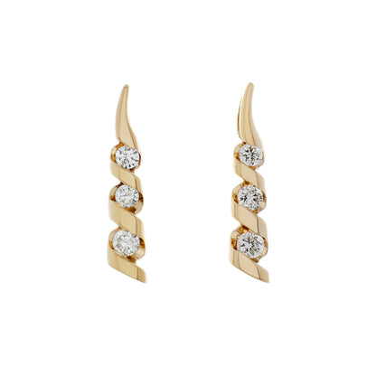 Exclusive 14K Yellow Gold Diamond Earrings — Front View