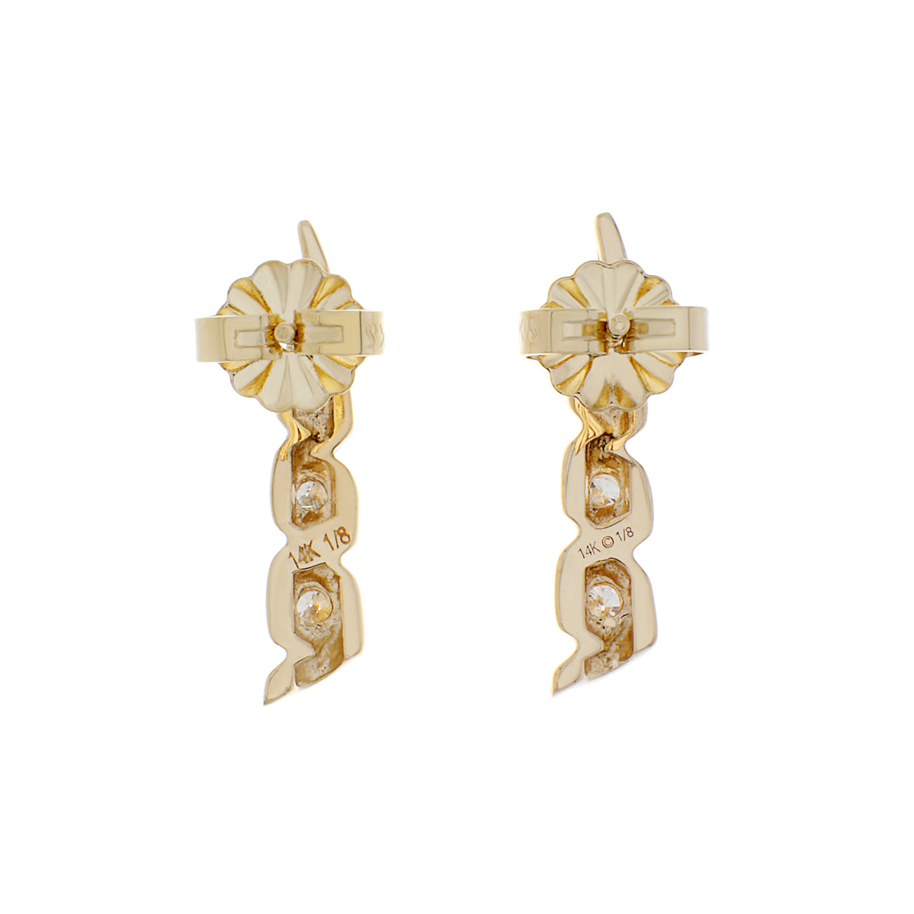 Exclusive 14K Yellow Gold Diamond Earrings — Side View
