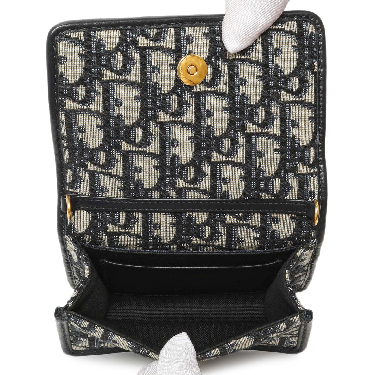 Exclusive Christian Dior Blue Oblique Nano 30 Montaigne Pouch — Top View