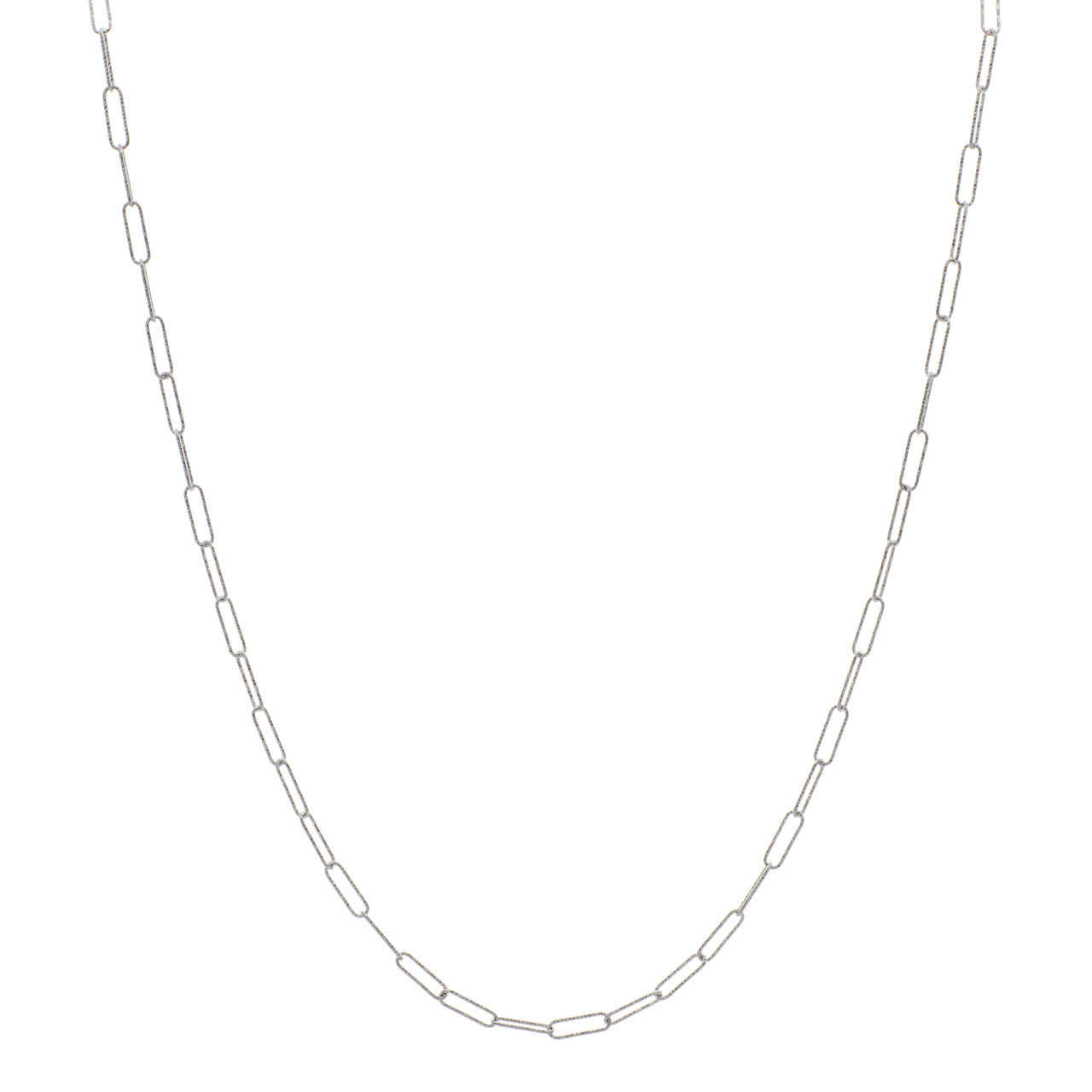 Exclusive 14K White Gold Paperclip Necklace — Front View