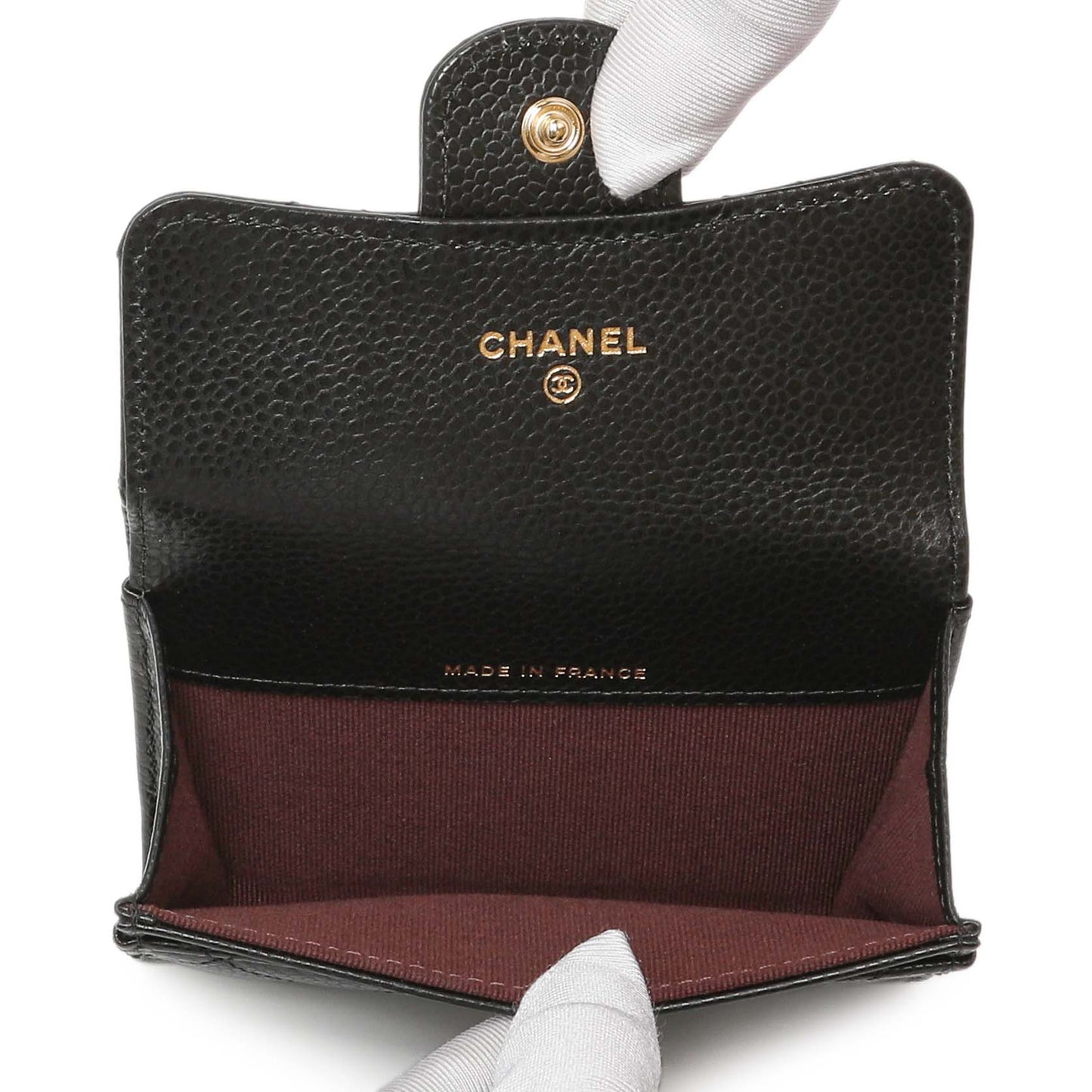 Exclusive Chanel Black Quilted Caviar Flap Card Holder Wallet — Top View