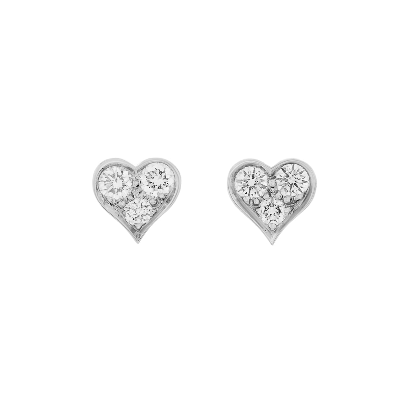 Exclusive Tiffany & Co. 950 Platinum Diamond Heart Stud Earrings — Front View