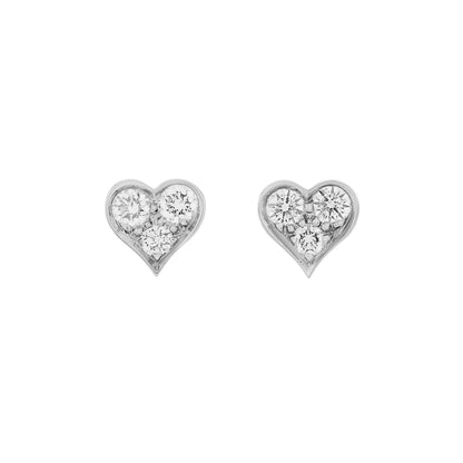 Exclusive Tiffany & Co. 950 Platinum Diamond Heart Stud Earrings — Front View