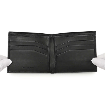 Exclusive Balenciaga Black Grid Embossed Calfskin Bifold Wallet — Top View