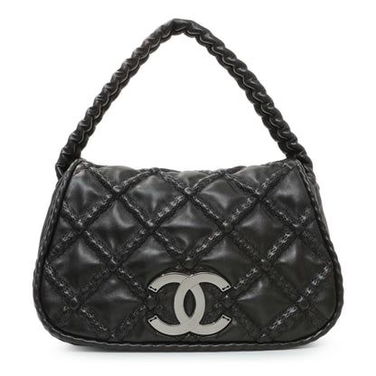 Exclusive Chanel Black Quilted Lambskin Hidden Chain Flap Bag — Front View