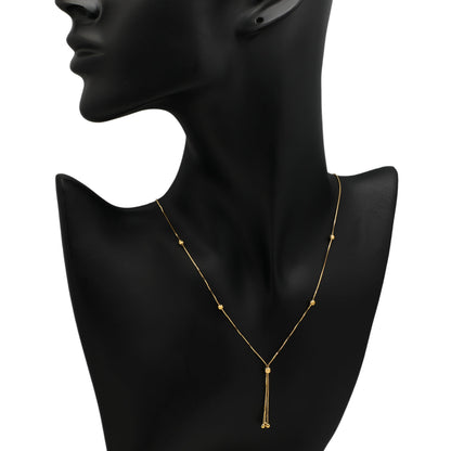 Exclusive 18K Yellow Gold Lariat Bead Necklace — Back View