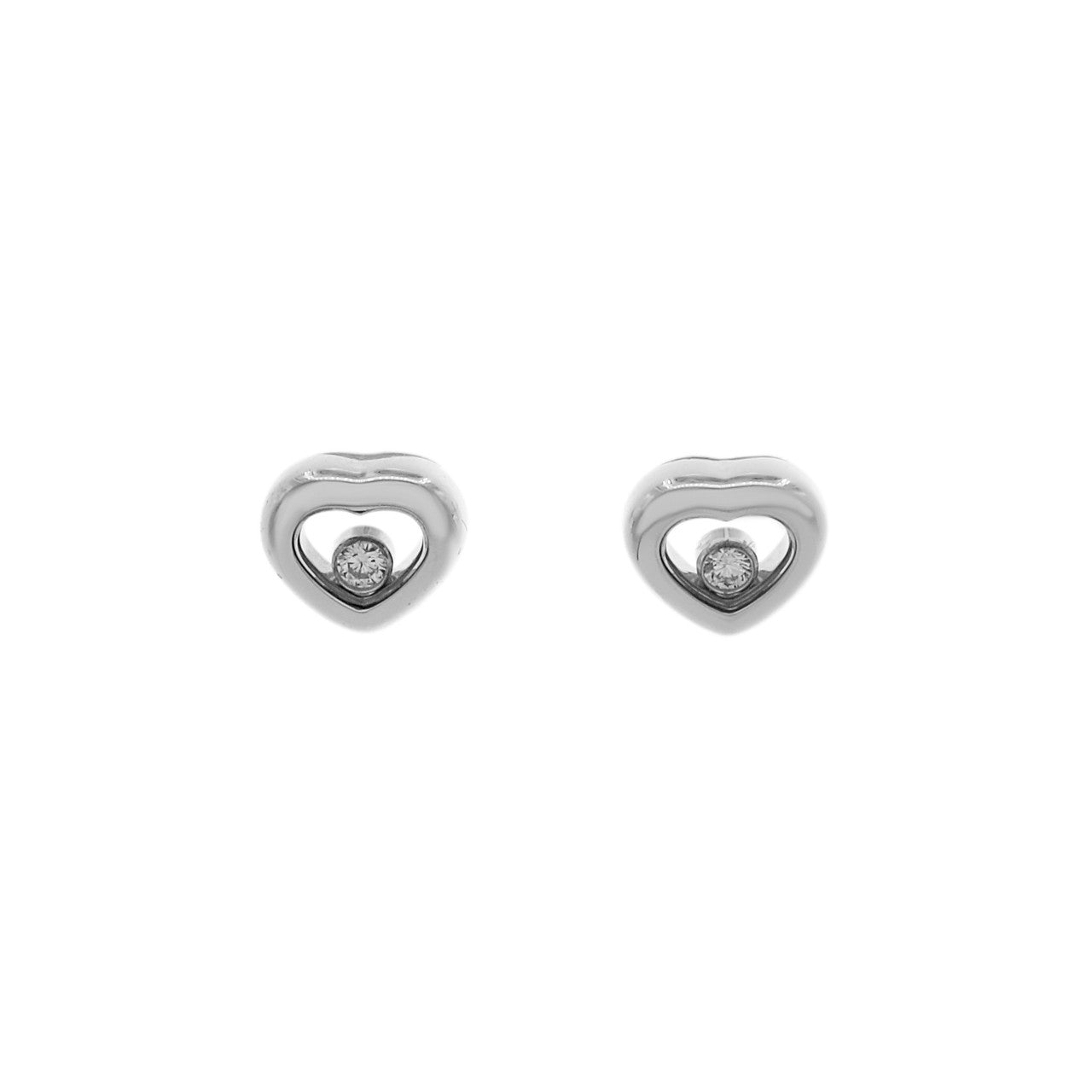 Exclusive Chopard 18K White Gold Happy Diamonds Icon Earrings — Front View
