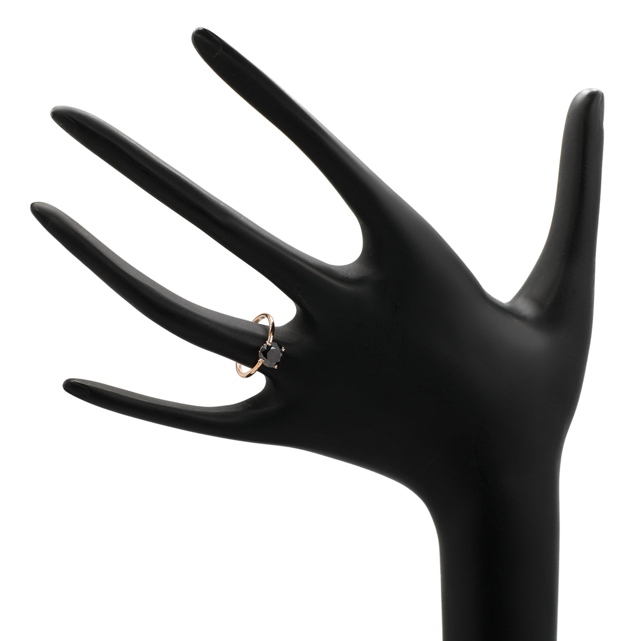 Exclusive 18K Rose Gold Black Diamond Solitaire Hidden Halo Ring — 4 — Top View