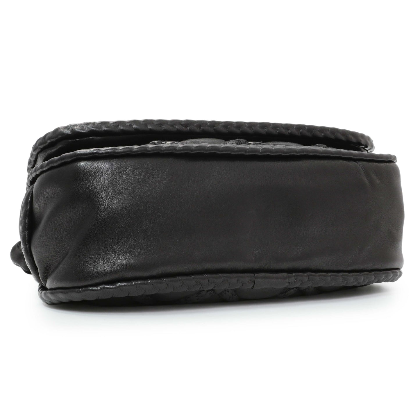 Exclusive Chanel Black Quilted Lambskin Hidden Chain Flap Bag — Back View