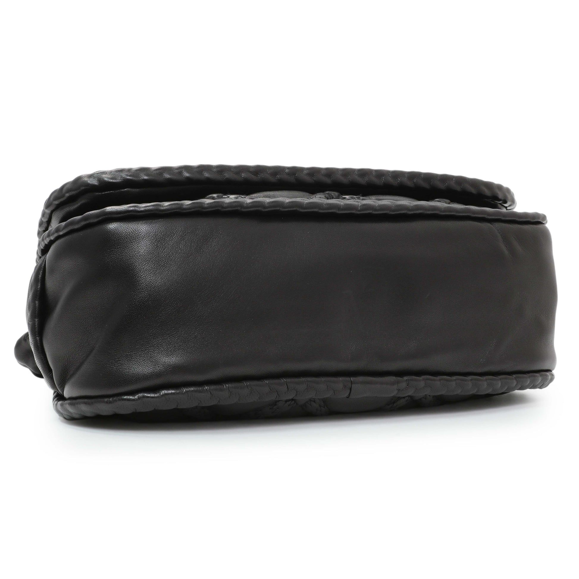 Exclusive Chanel Black Quilted Lambskin Hidden Chain Flap Bag — Back View