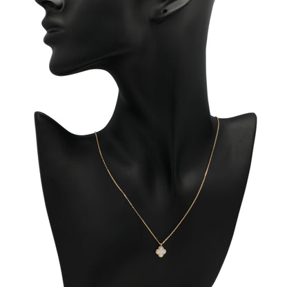 Exclusive Van Cleef & Arpels 18K Yellow Gold Mother of Pearl Sweet Alhambra Pendant Necklace — Top View