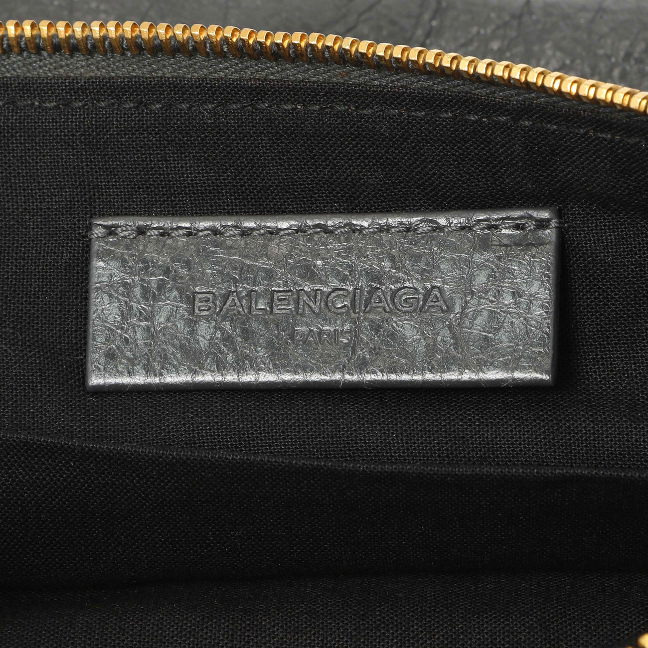 Exclusive Balenciaga Gris Fossile Lambskin Giant 12 Zip Pouch — Detail View