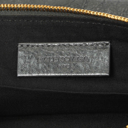Exclusive Balenciaga Gris Fossile Lambskin Giant 12 Zip Pouch — Detail View