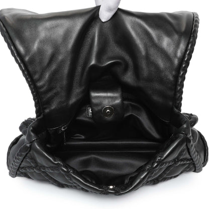 Exclusive Chanel Black Quilted Lambskin Hidden Chain Flap Bag — Top View