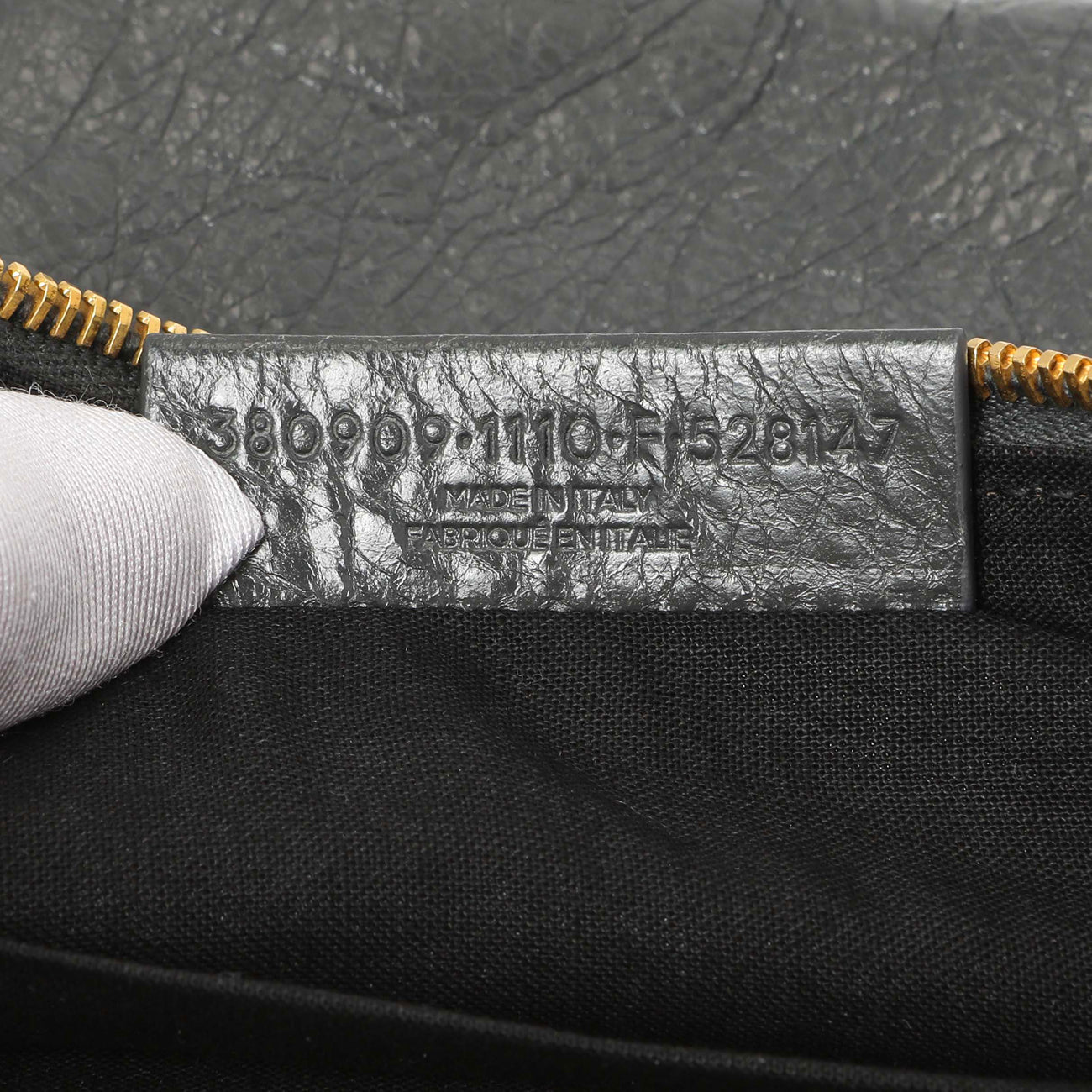 Exclusive Balenciaga Gris Fossile Lambskin Giant 12 Zip Pouch — Lifestyle View