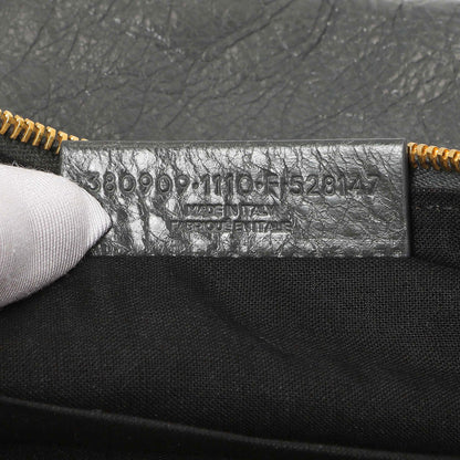Exclusive Balenciaga Gris Fossile Lambskin Giant 12 Zip Pouch — Lifestyle View