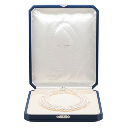 Exclusive Mikimoto 18K White Gold Diamond Pearl Triple Strand Necklace — Lifestyle View