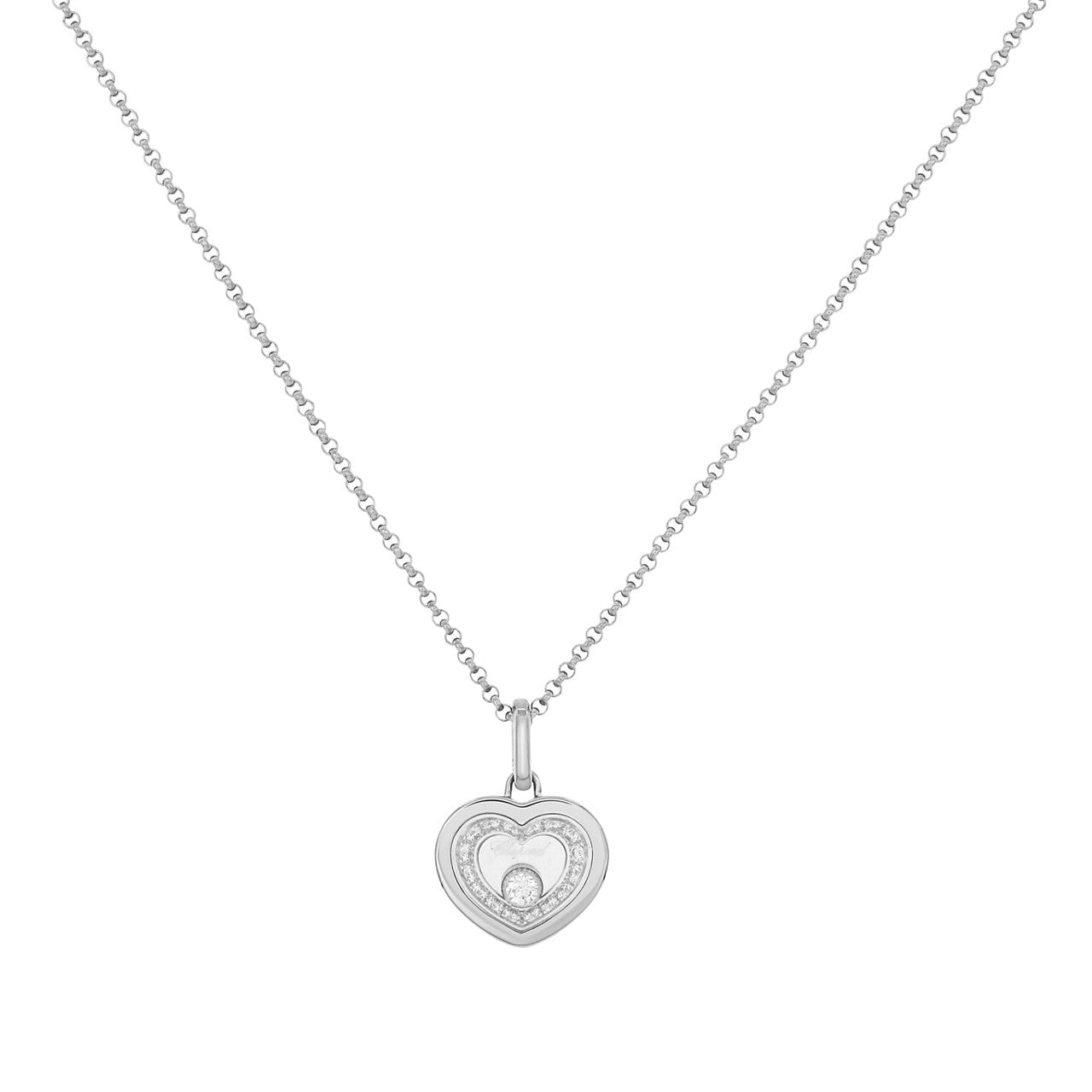 Exclusive Chopard 18K White Gold Diamond Very Chopard Pendant — Front View