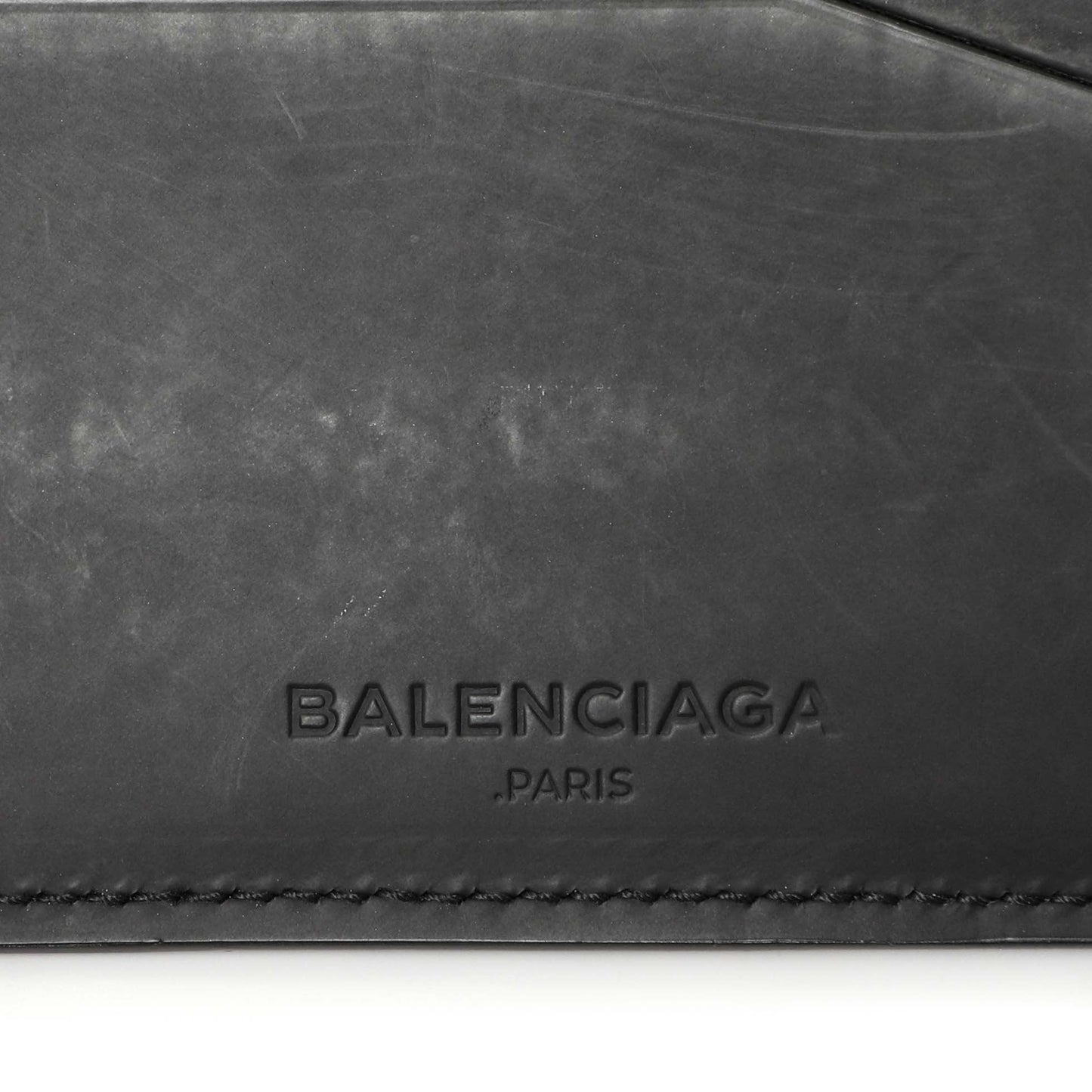 Exclusive Balenciaga Black Grid Embossed Calfskin Bifold Wallet — Detail View