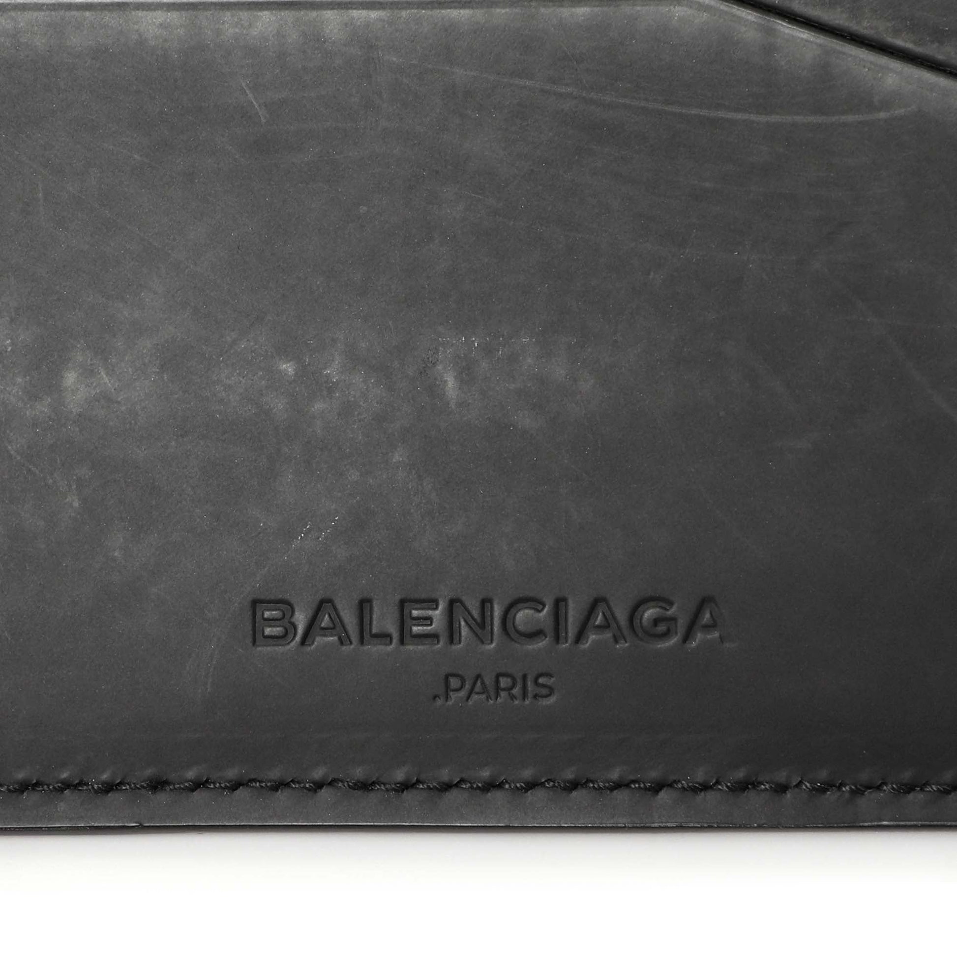 Exclusive Balenciaga Black Grid Embossed Calfskin Bifold Wallet — Detail View
