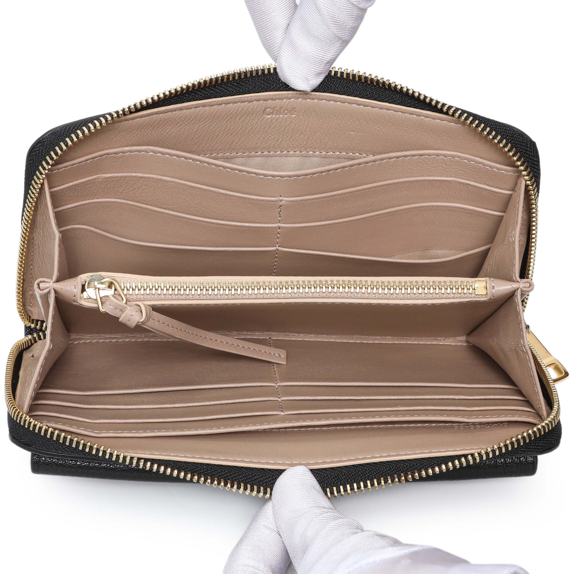 Exclusive Chloe Black Grained Calfskin Drew Zip Wallet — Top View