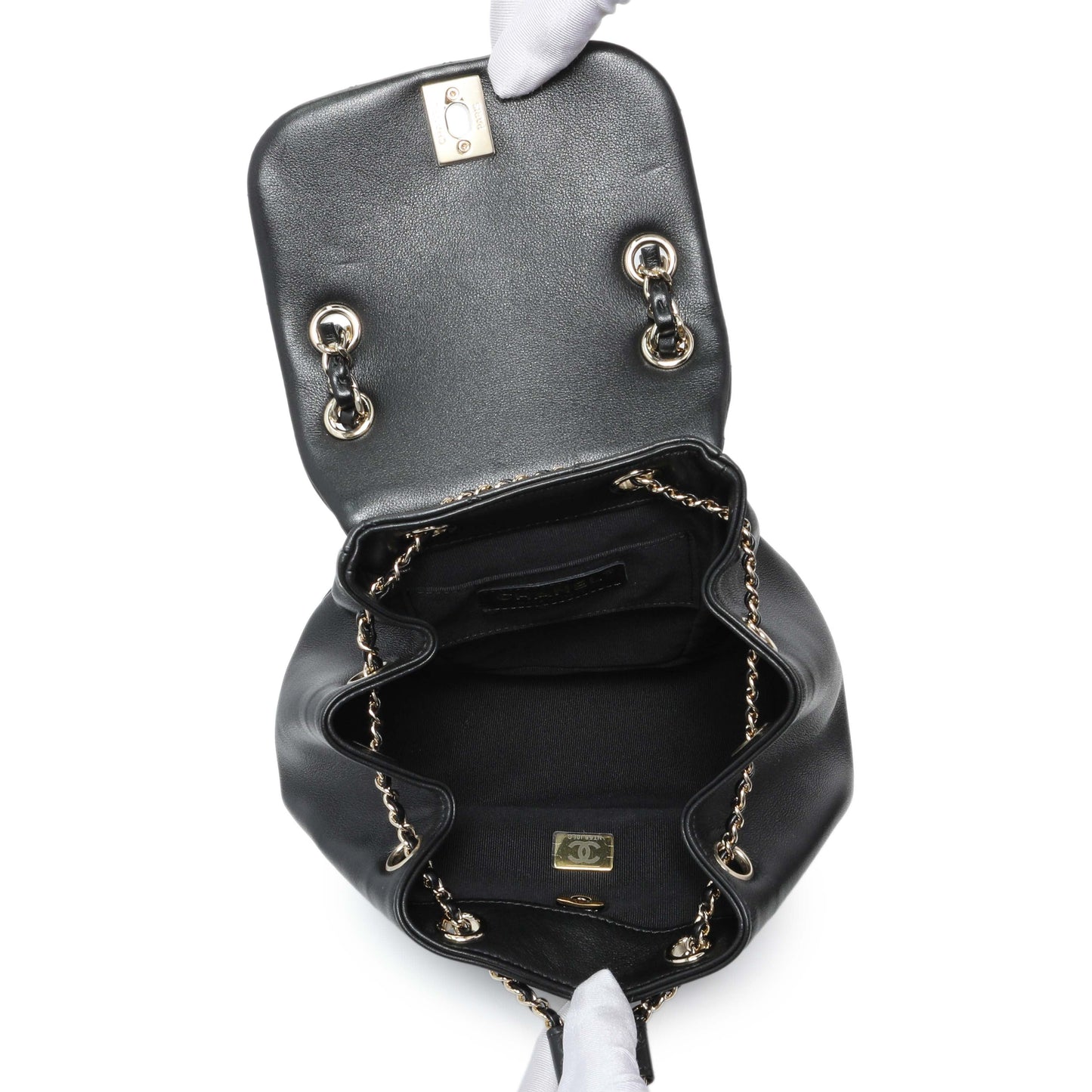 Exclusive Chanel Black Duma Backpack Small — Top View