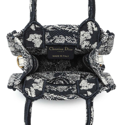 Exclusive Christian Dior Canvas Toile de Jouy Reverse Embroidered Mini Book Tote Phone Bag — Top View