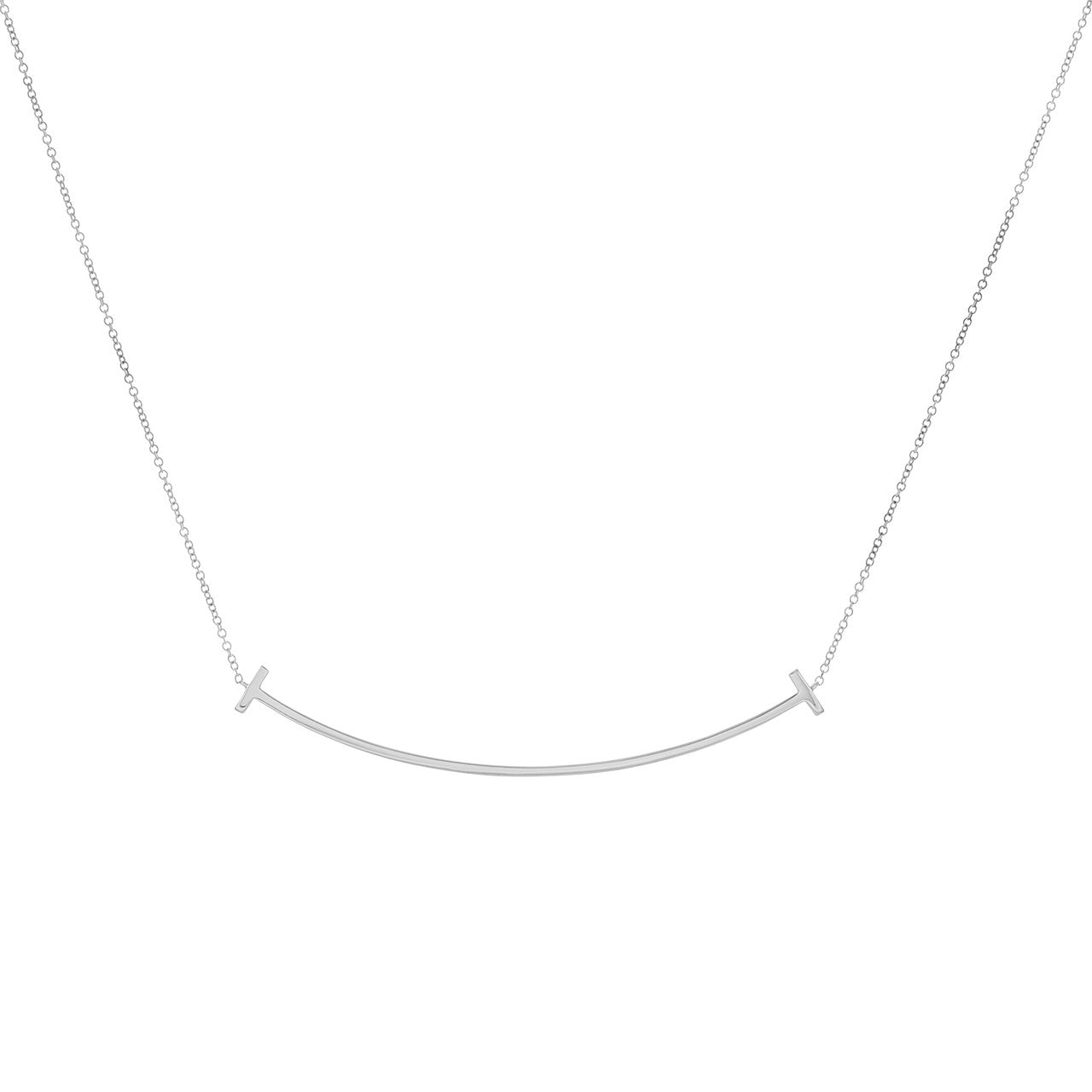 Exclusive Tiffany & Co. 18K White Gold Diamond Large T Smile Pendant — Side View