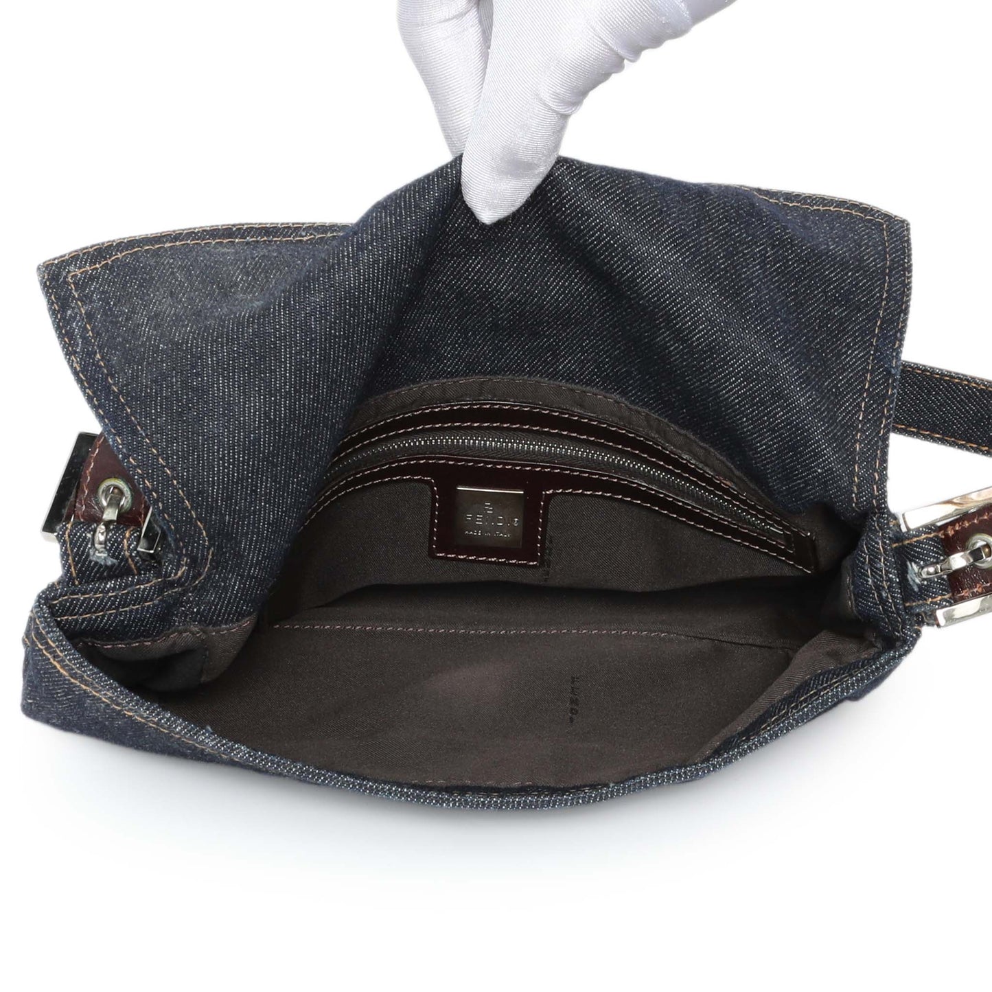 Exclusive Fendi Blue Denim Baguette — Top View