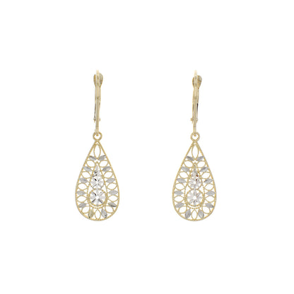 Exclusive 14K Yellow & White Gold Drop Earrings — Front View