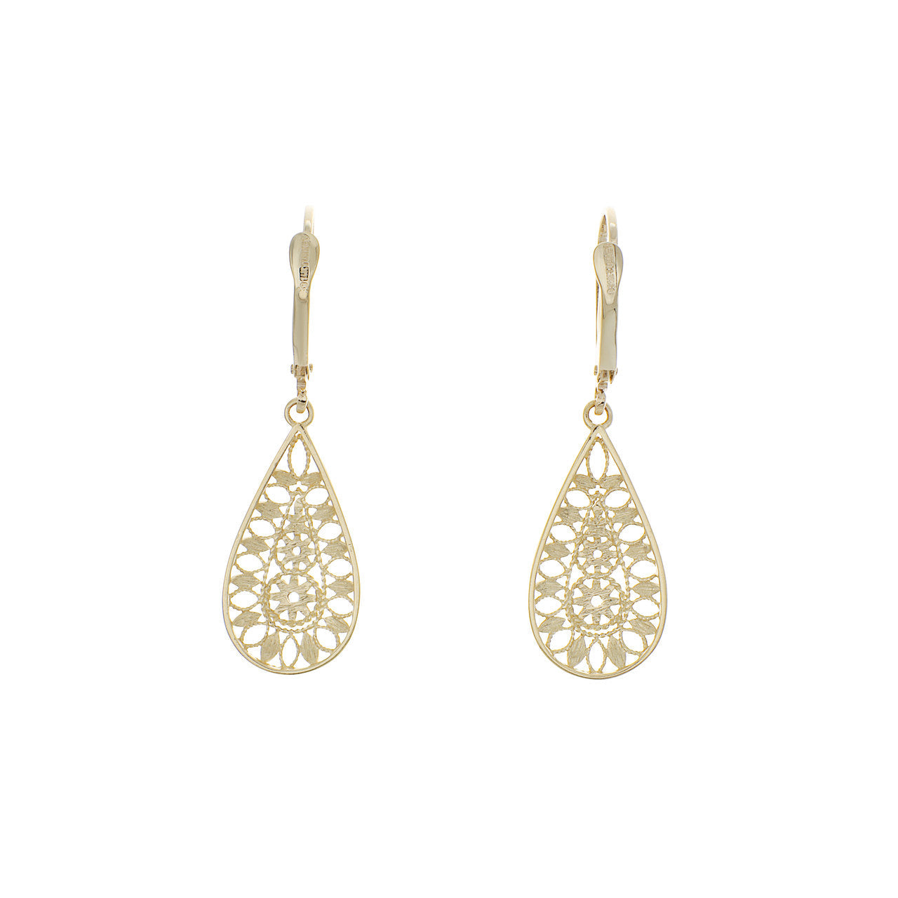 Exclusive 14K Yellow & White Gold Drop Earrings — Side View