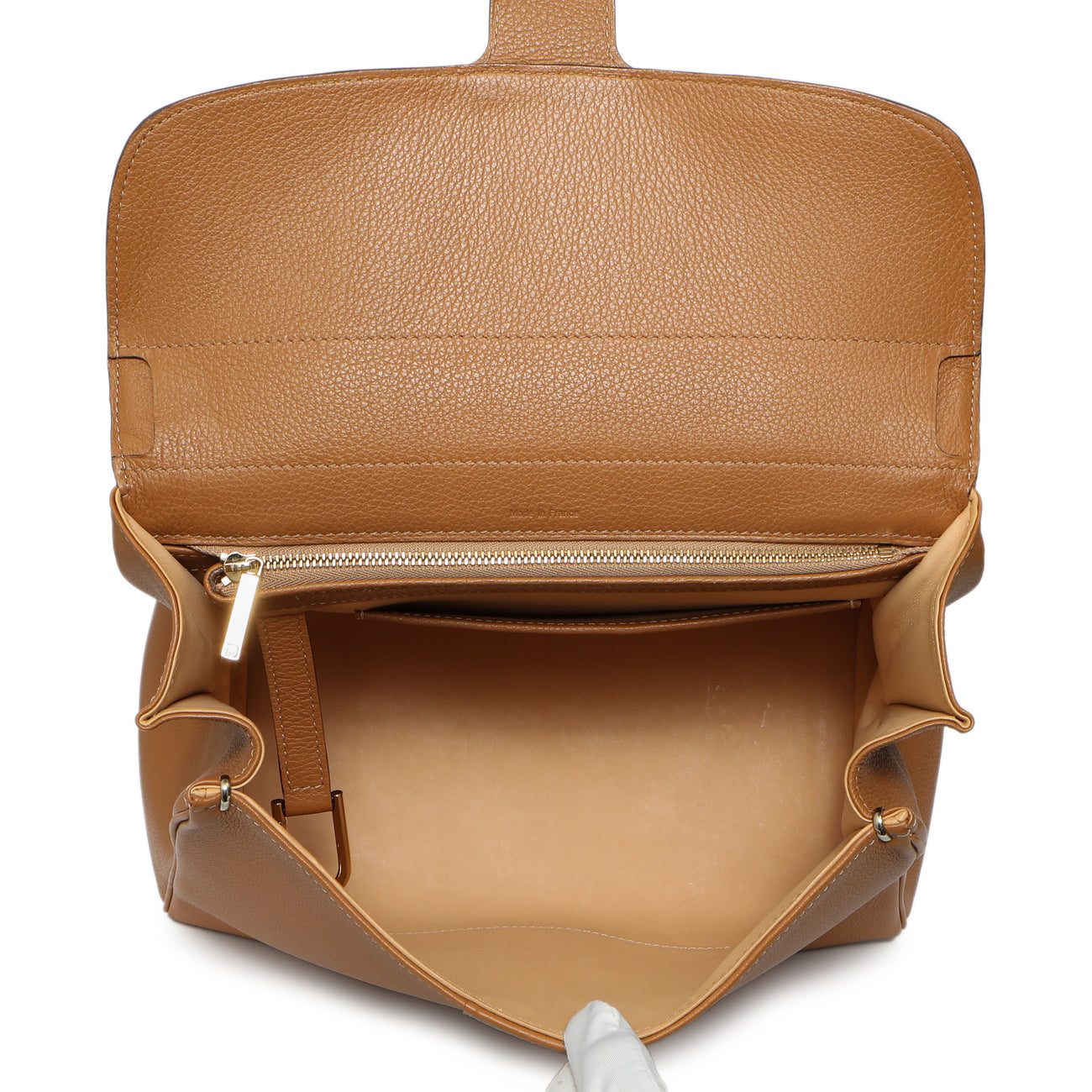 Exclusive Delvaux Brown Grained Calfskin Brillant MM — Top View