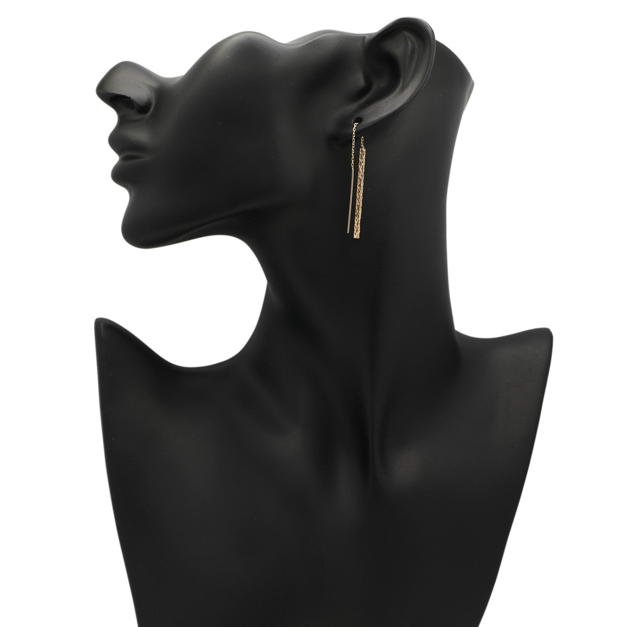 Exclusive 10K Yellow Gold Bar Drop Earrings — Side View