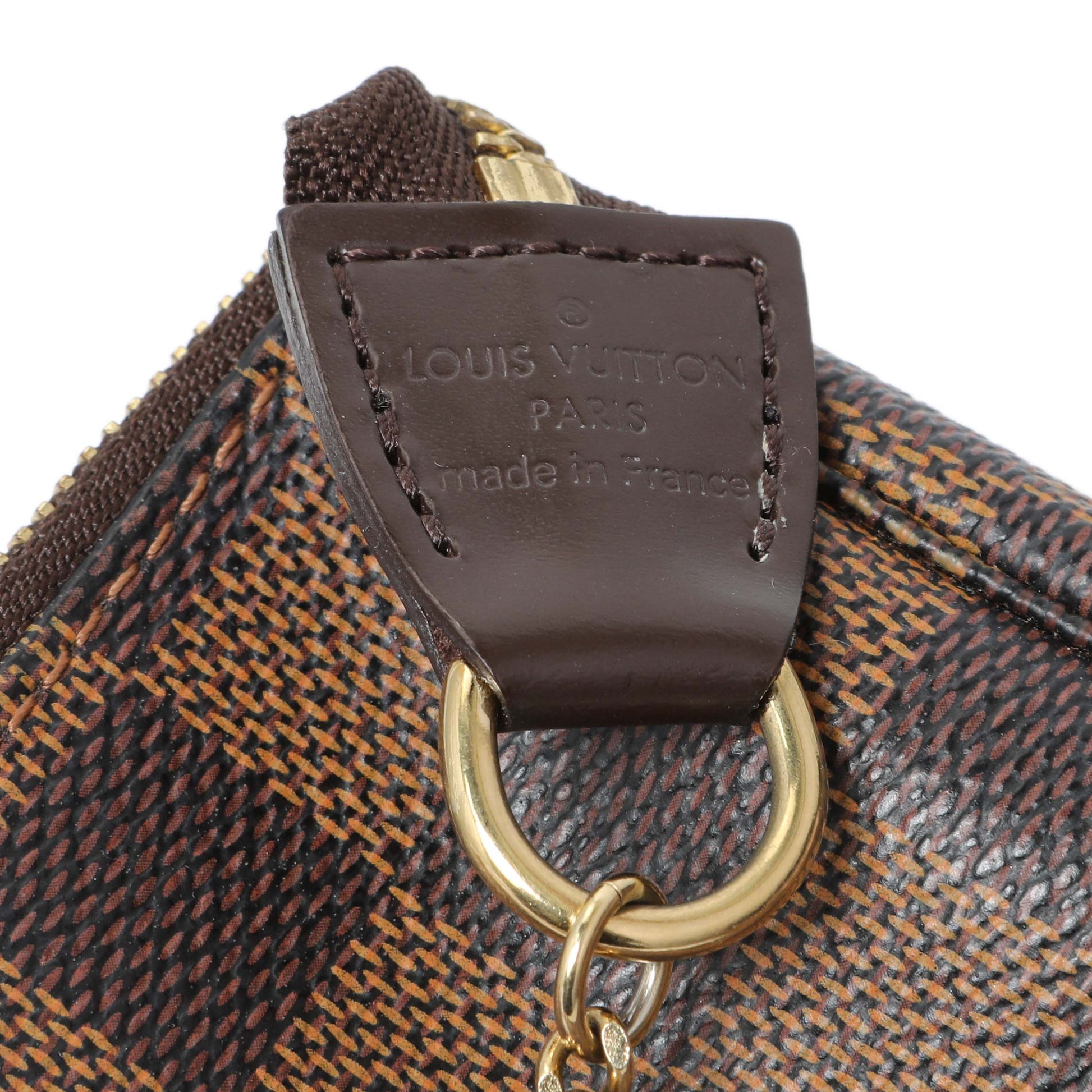 Exclusive Louis Vuitton Damier Ebene Mini Pochette Accessories — Detail View