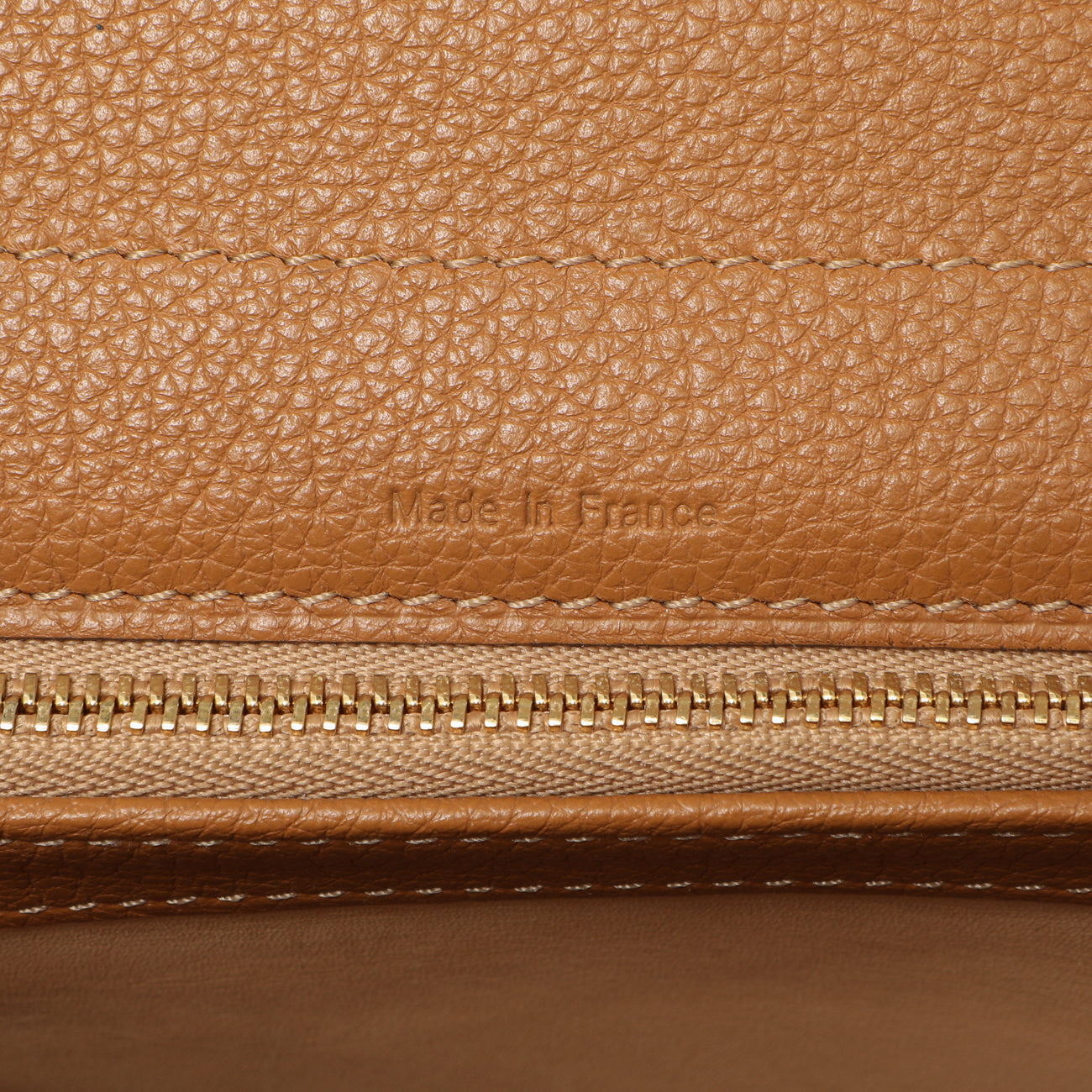 Exclusive Delvaux Brown Grained Calfskin Brillant MM — Detail View